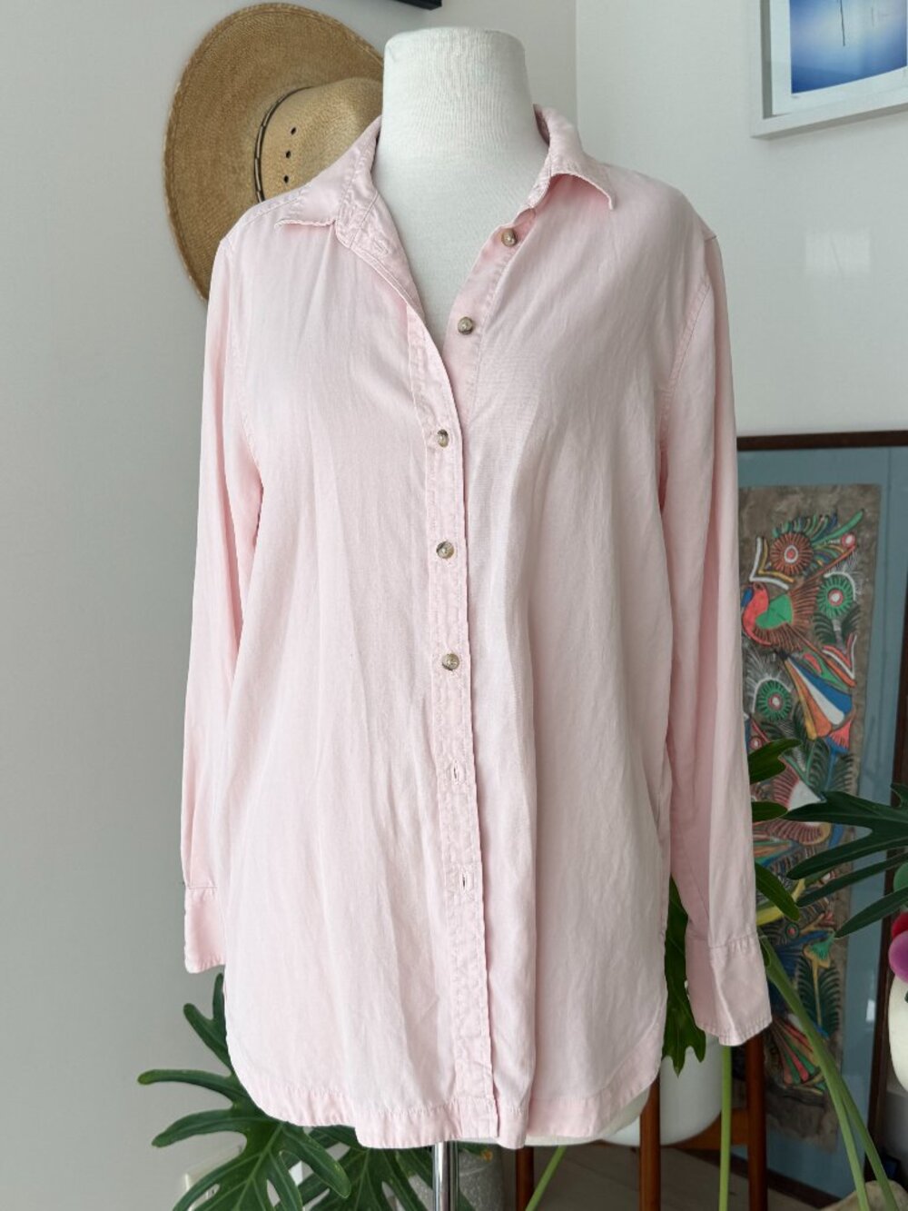 Banana Republic Pink Button Front Lyocell Shirt Medium